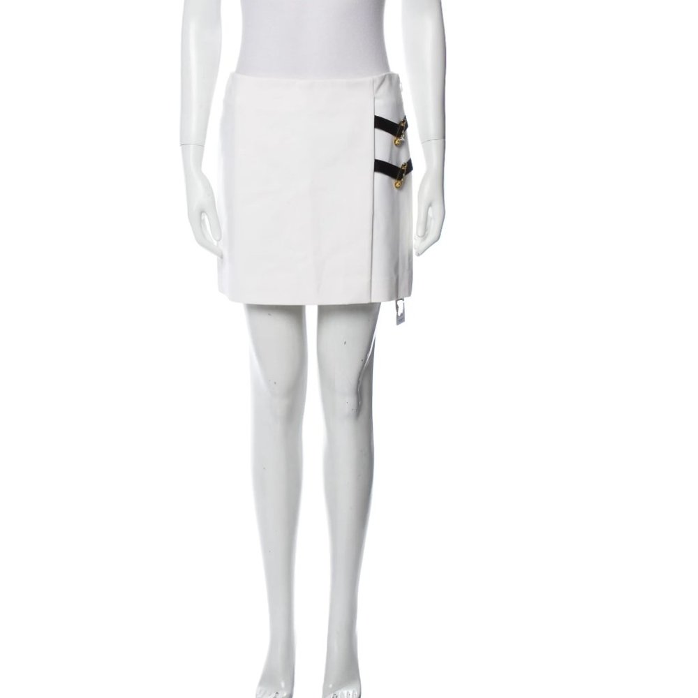 VERSUS VERSACE Striped Mini Skirt Size: S | US4, IT40 Medusa Safety Pin